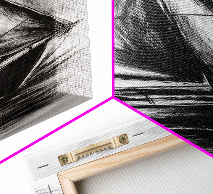 Charcoal Sketch of a Sailboat, Framed Canvas Print, Nautical Decorl Nautical Wall Art, Sailboat Painting, Sail Boat Art, Tall Skinny Wall Art