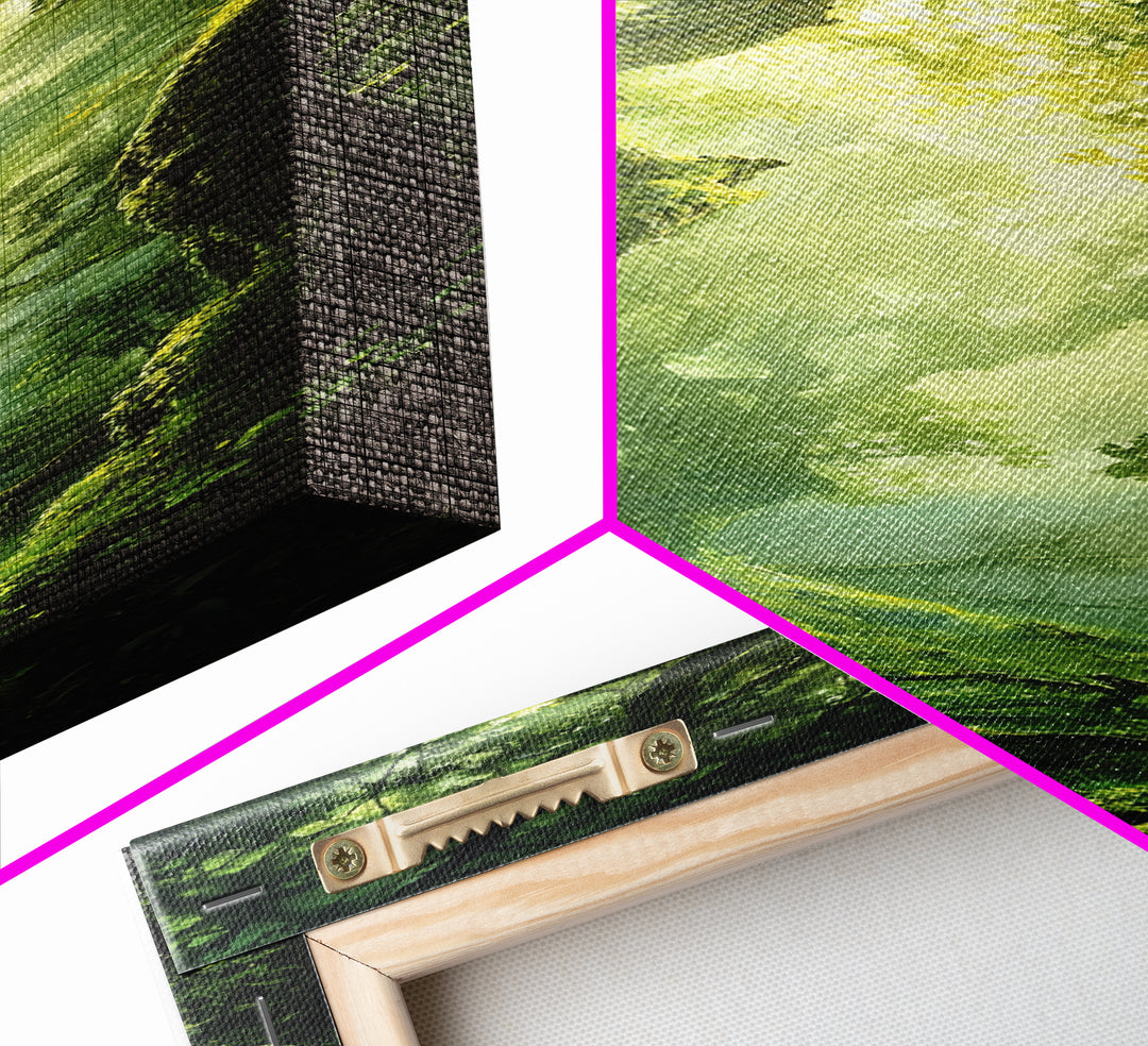 Light Twists Through the Bent Trees, Framed Canvas Print, Accent Piece Wall Art, Fantasy Landscape Painting