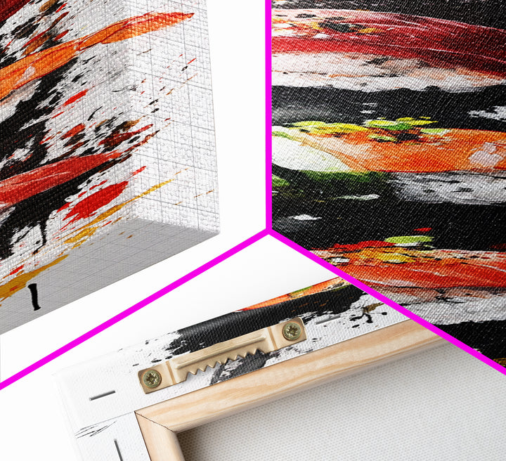 Abstract Art For Kitchen - Framed Canvas Print - Sushi Painting - Sushi Art - Kitsch Kitchen Wall Art - Tall Skinny Art - Narrow Wall Art - Kitchen Decor