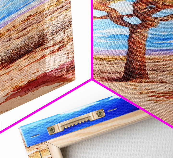 Watercolor Painting Print of Joshua Tree California Framed Canvas Print - Tall Skinny Art - Landscape Painting of Joshua Tree California