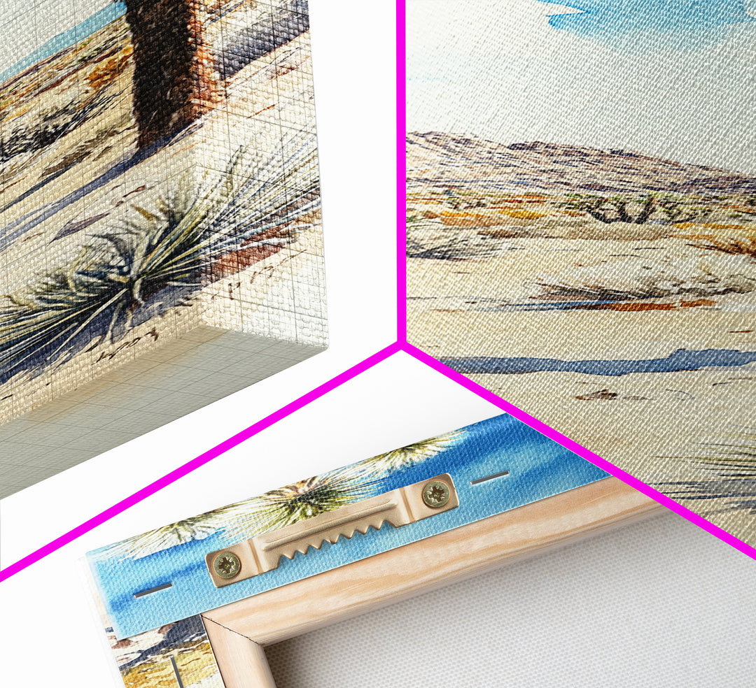 Retro Joshua Tree Wall Art Framed Canvas Print - Unique California Themed Wall Art - Skinny Tall Art - Narrow Art - Accent Piece Wall Art