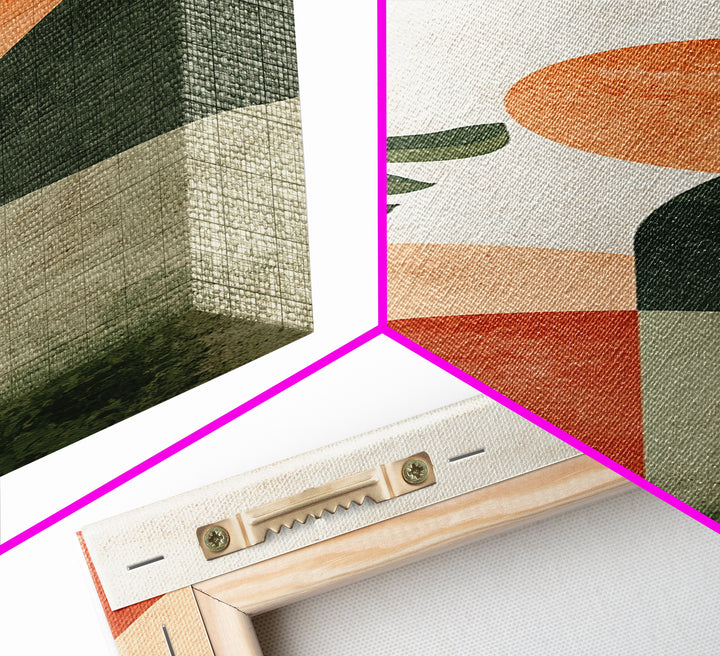 Canvas Print of Abstract Minimalist Art with Sage Green Wall Art, Orange Accents, Boho Decor, Southwest Wall Art, Above Couch Art, Living Room Art