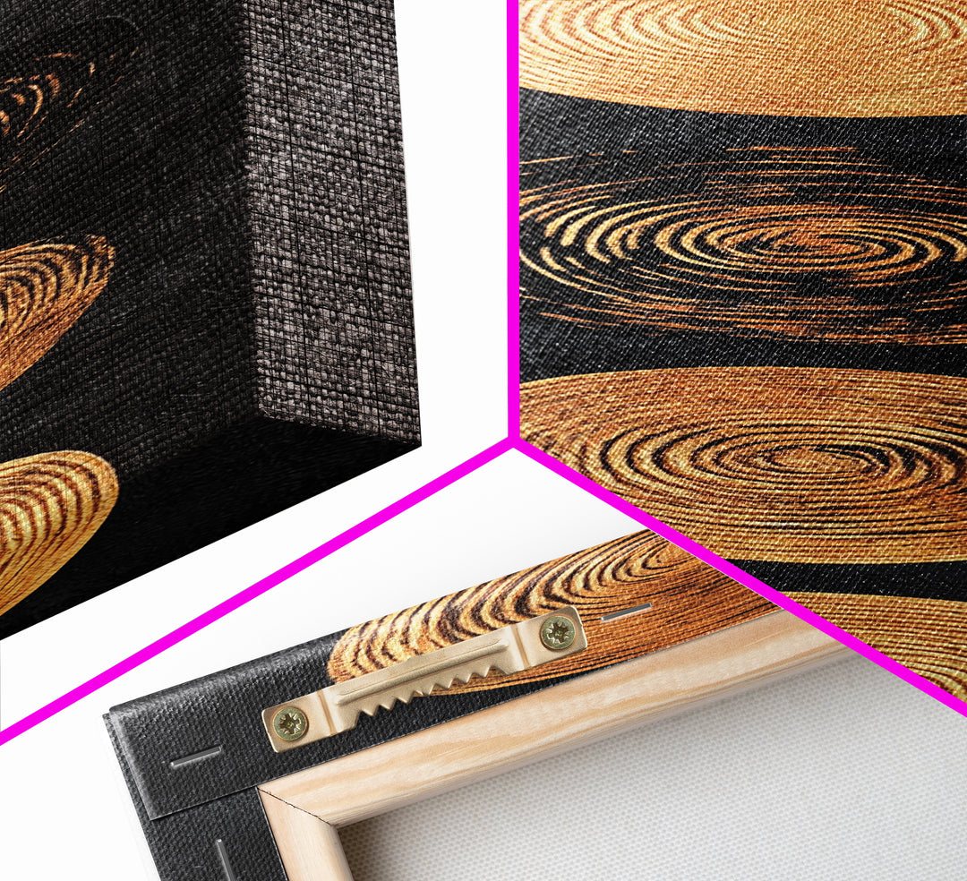 Canvas Print of Gold and Black Sacred Geometry Art, Moroccan Wall Art, Mosaic Style Decor, Tall Narrow Art, Skinny Wall Art, Living Room Art