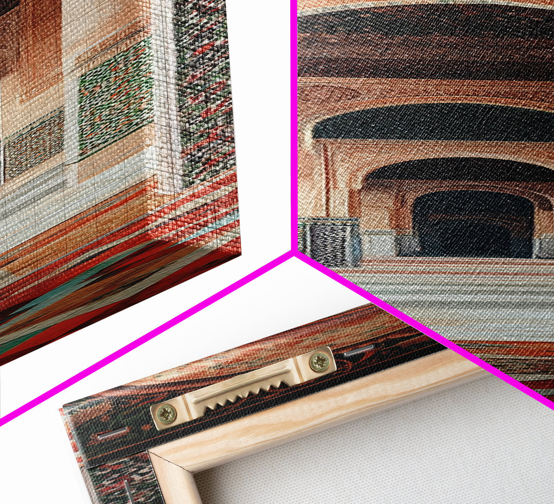 Canvas Print of Moroccan Architecture Art with Mosaic Tiles, Vintage Wall Art, Rustic Decor, Tall Skinny Art, Above Sofa Art, Guest Room Art