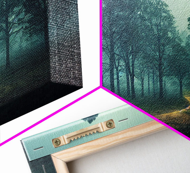 Gloomy Spooky Forest, ready to hang canvas print wall art, Lakehouse Cabin Wall Decor