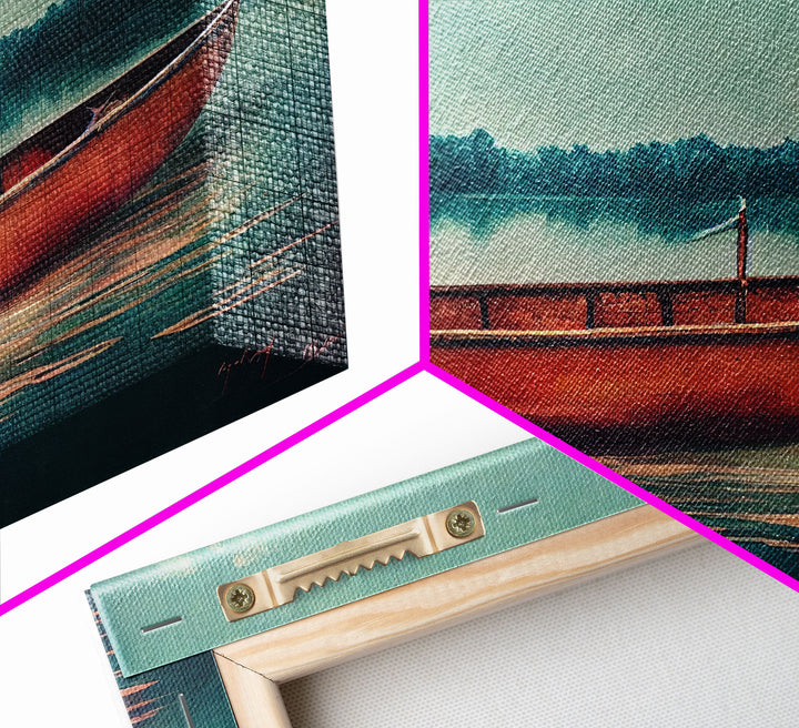 Painting of a Canoe, Lakehouse Art, ready to hang canvas print wall art, framed canvas wall art, mancave wall art