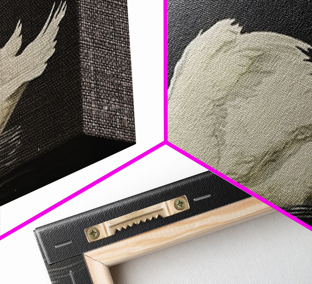 The Black Swan, Vintage Framed Canvas Art, Framed Vintage Print, Vintage Painting, Black Swan Art, Girls Room or Nursery print