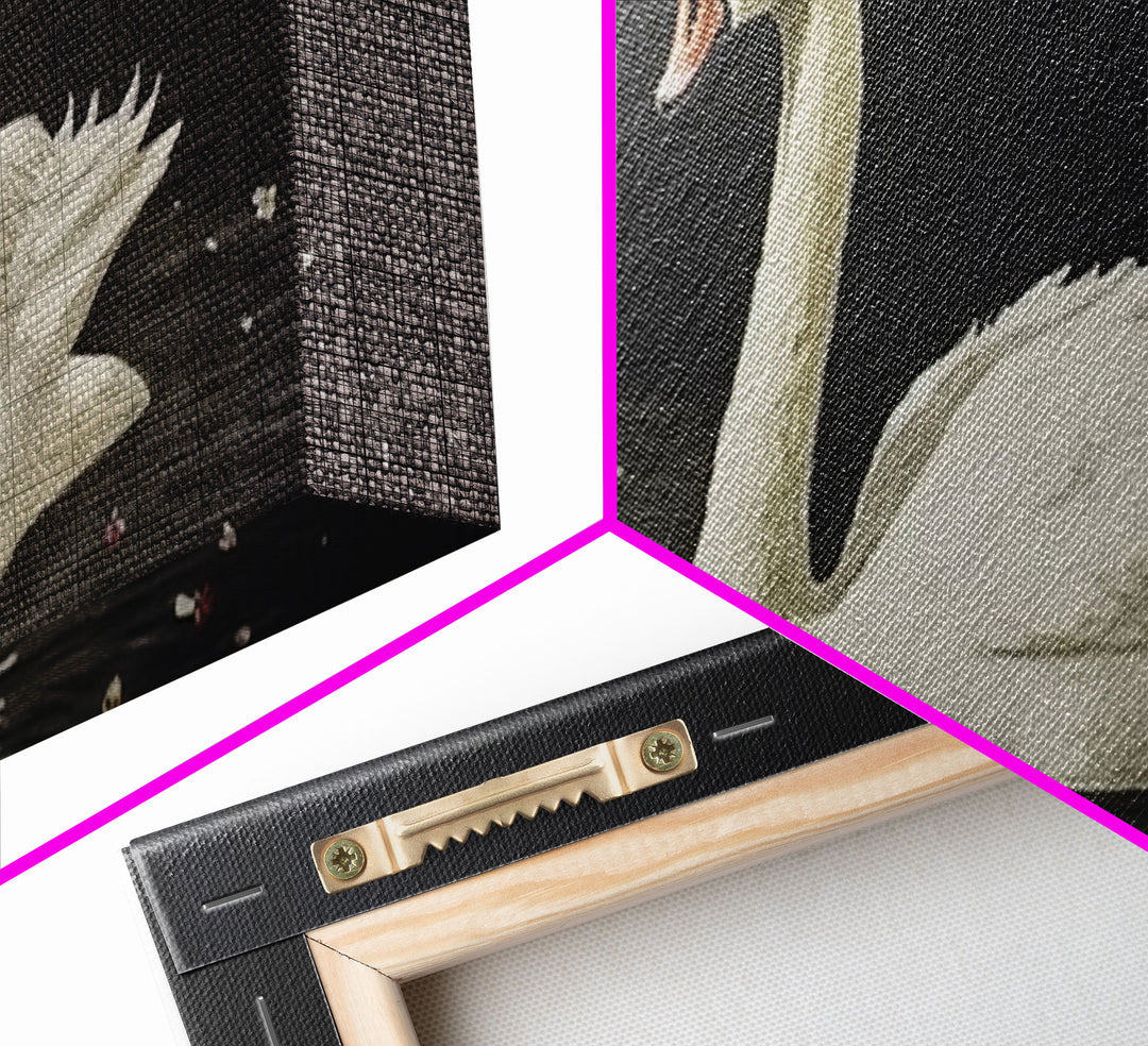 The Black Swan, Vintage Framed Canvas Art, Retro Framed Vintage Print, Vintage Painting, Black Swan Art, Girls Room or Nursery print