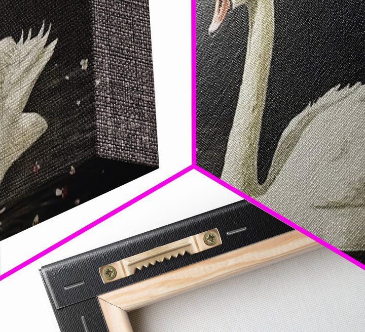 The Black Swan, Vintage Framed Canvas Art, Retro Framed Vintage Print, Vintage Painting, Black Swan Art, Girls Room or Nursery print