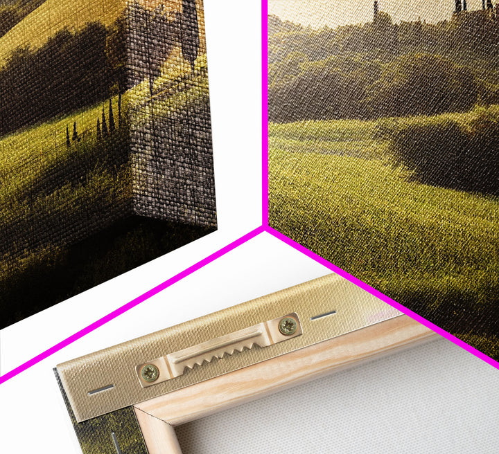 Italian Countryside At Sunset, Watercolor Style, Vintage Style Italy Art, ready to hang canvas print wall art, Guest Room Decor