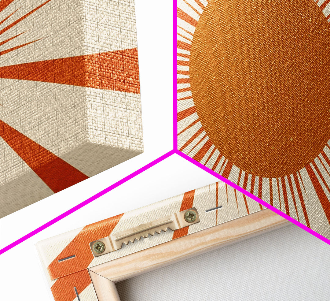 Art Deco Sun Burst Wall Art, Framed Canvas Print or Poster, Retro / Vintage Wall Decor, Modern Art, Sun Abstract Art MCM Midcentury Modern