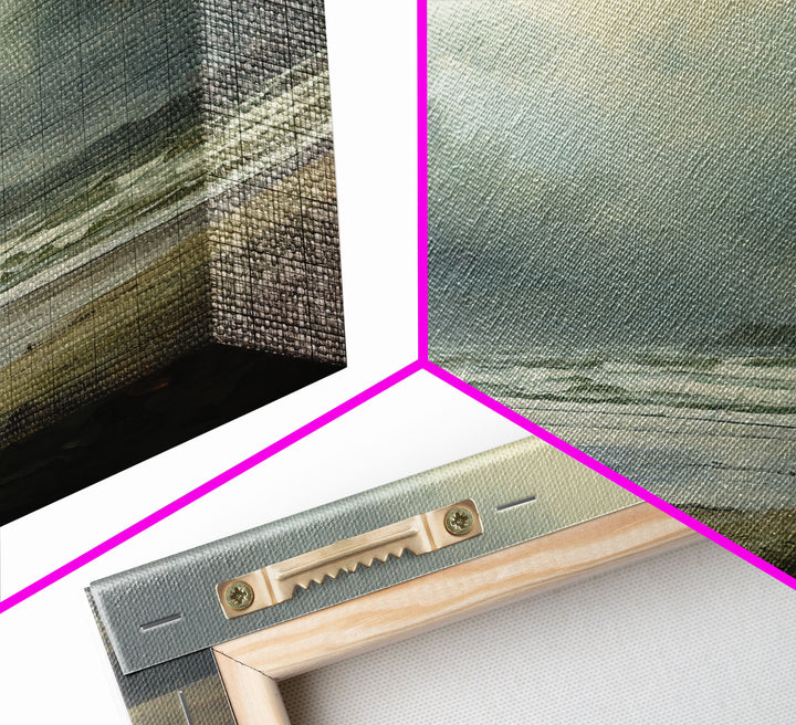 Moody Muted Landscape Oil Painting Canvas Print Wall Art, Nature Framed Large Gallery Art, Minimalist Art, Ready To Hang, Moody and Drab Art