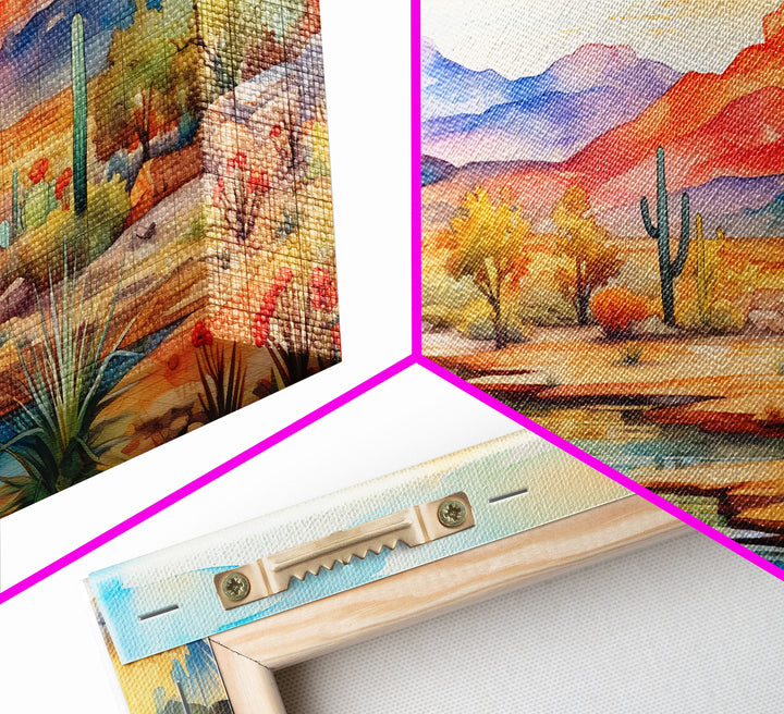 Minimalist Boho Wall Art, Pastel Desert Print, Framed Canvas Art, Unique Wall Art, Minimalist MCM Style Wall Art, Landscape Painting