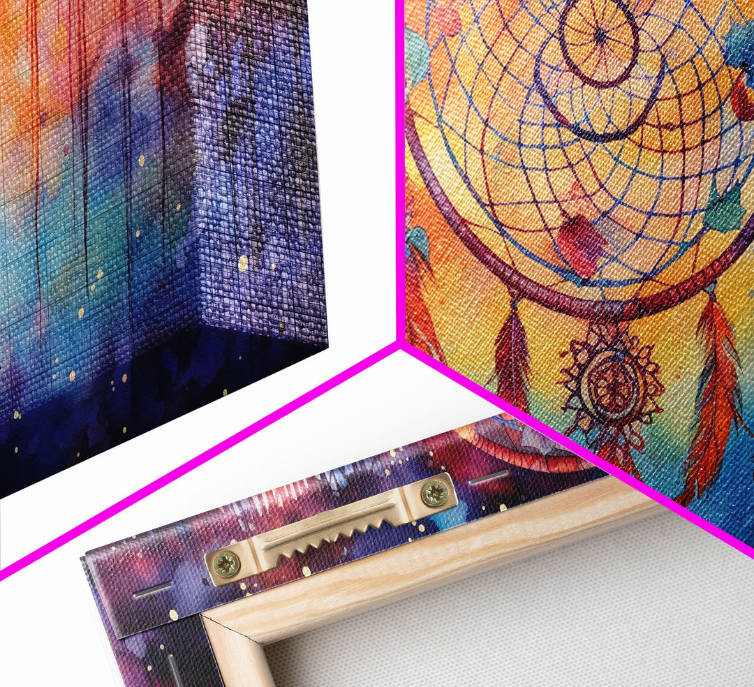 The Dream Catcher, Framed Canvas Print, Surreal Galaxy Inspired Dream Catcher, Native American Inspired Wall Art, Southwester Decor