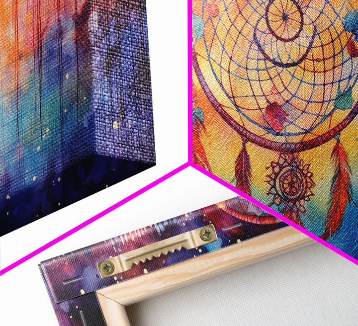 The Dream Catcher, Framed Canvas Print, Surreal Galaxy Inspired Dream Catcher, Native American Inspired Wall Art, Southwester Decor