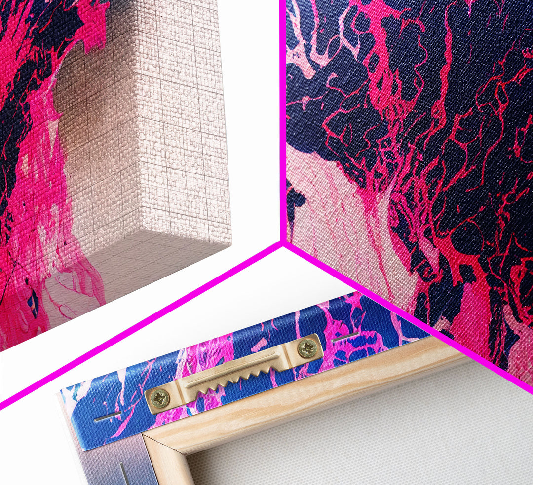 Neon Pink Explosion, Trippy Psychedelic Art, Ready To Hang Canvas Print, Framed Canvas Wall Art