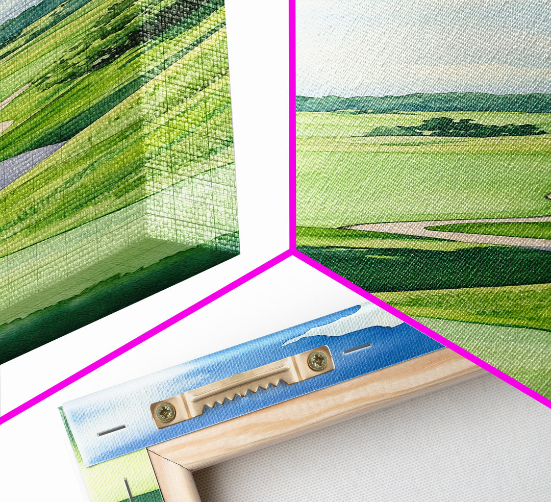 Scenic Golf Art Canvas Print Watercolor Farmhouse Art Above Sofa Wall Art Living Room Art Bedroom Art Vertical Wall Art Rustic Decor Gift