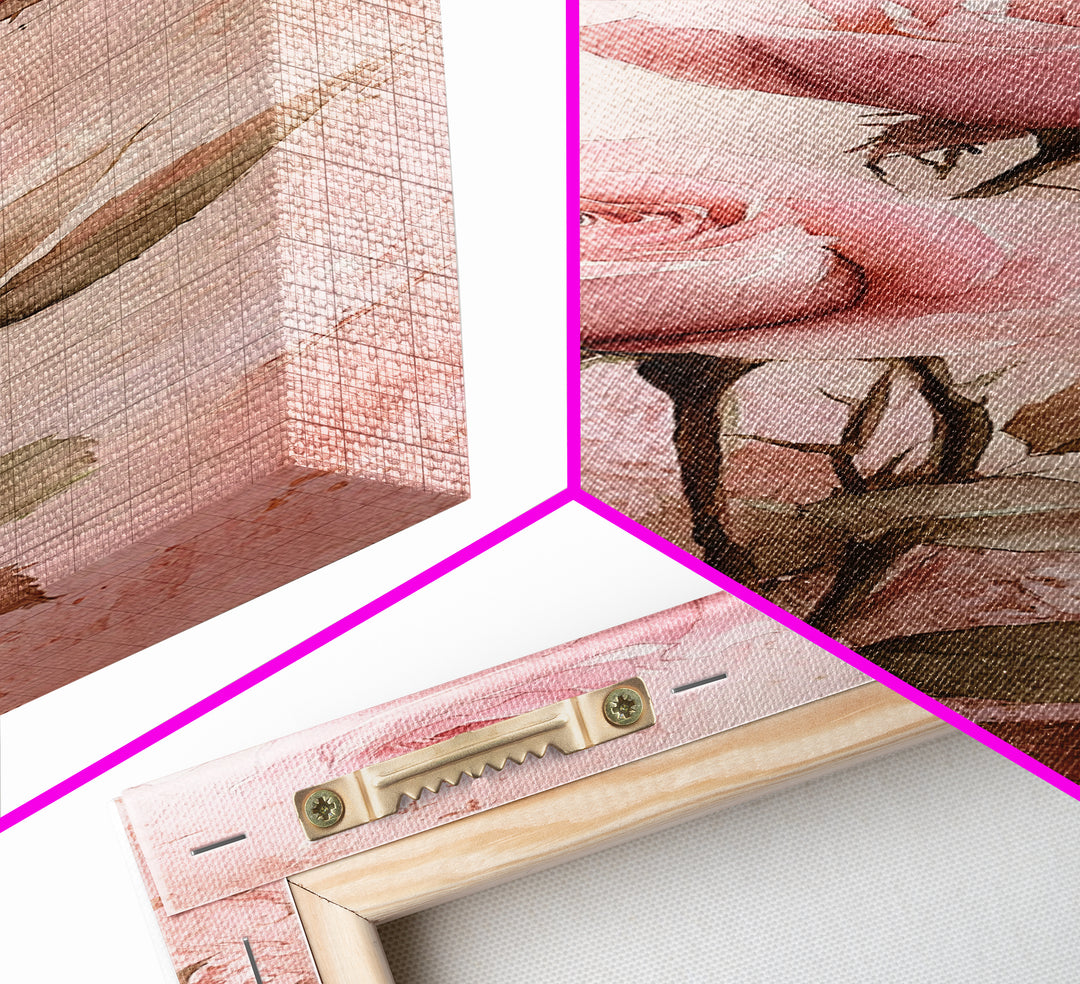 Rose Painting Framed Canvas Print Light Pink Wall Art Botanical Prints Above Sofa Art Living Room Art Rustic Wall Art Gift Idea