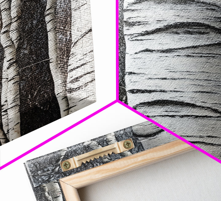 Birch Tree Forest Framed Canvas Print Rustic Nature Wall Art Farmhouse Rustic Bedroom or Living Room Decor