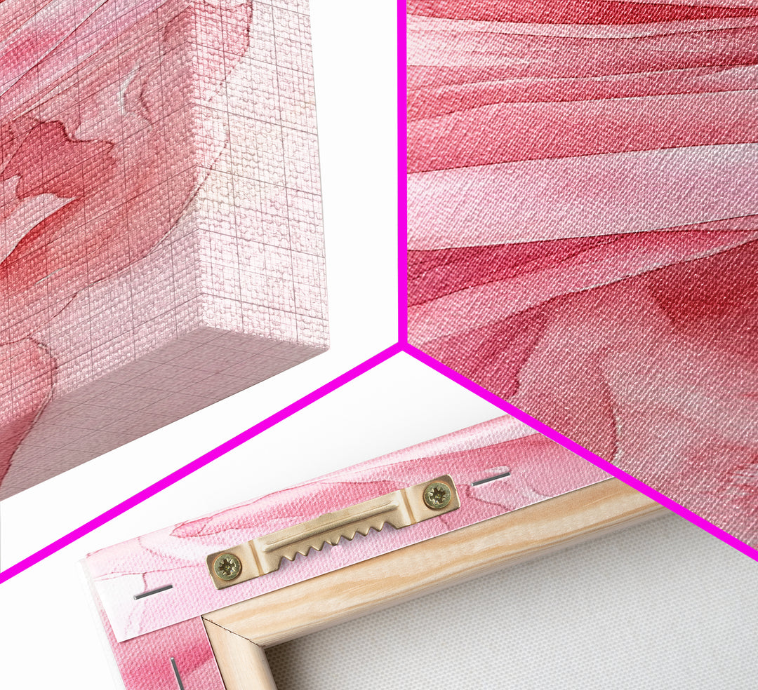 Flowing Pink Fabric Framed Canvas Print Pink Abstract Art Feminine Minimalist Decor Light Pink Wall Art Bedroom Living Room Aesthetic