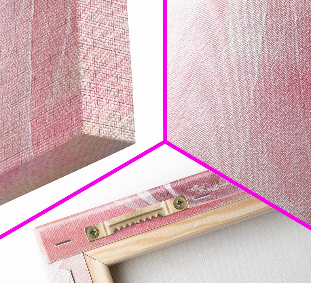 Delicate Bridal Veil Framed Canvas Print Feminine Pink Wall Art Wabi Sabi Minimalist Romantic Bedroom Artwork Unique Wedding Gift Idea