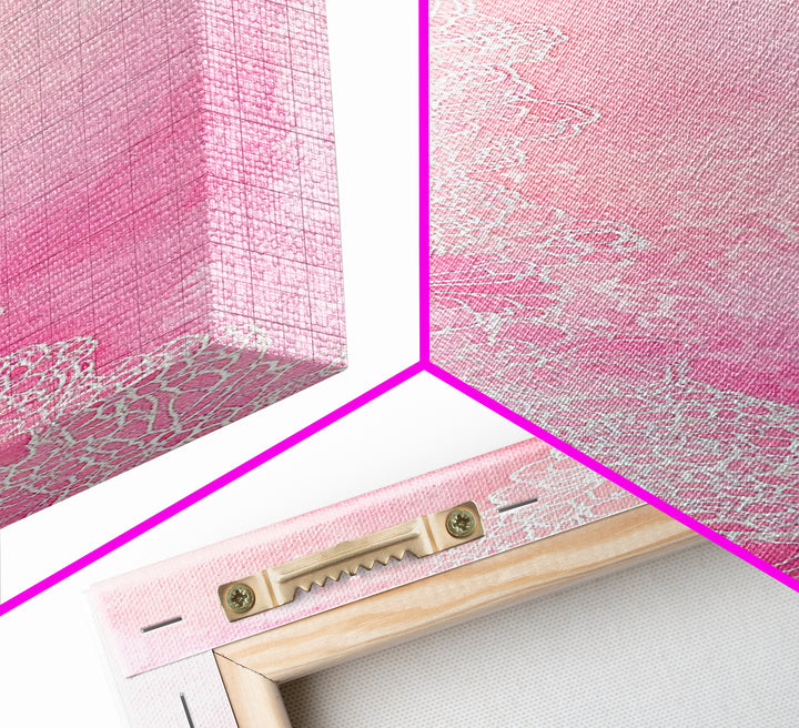 Pink Lace Canvas Print Light Pink Abstract Art Feminine Minimalist Bedroom Decor Vertical Wall Art Wabi Sabi Art Rustic Home Gift Idea