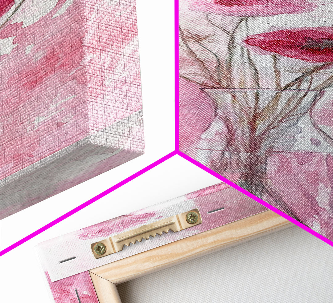 Wildflower Bouquet Framed Canvas Print Pink Poppy Painting Tall Skinny Art Living Room Above Sofa Rustic Guest Room Floral Wall Art