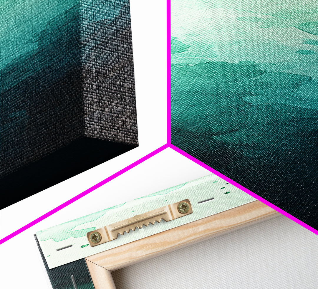 Deep Gradient Watercolor Canvas Print in Green and Teal, Sage Green Wall Art, Moody Art, Vertical Wall Art, Living Room Art, Gift Idea