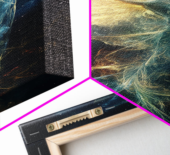 Angelic Wings Canvas Print with Golden Lights, Angel Art Prints, Vertical Wall Art, Bedroom Art, Gift Idea, Boho Art