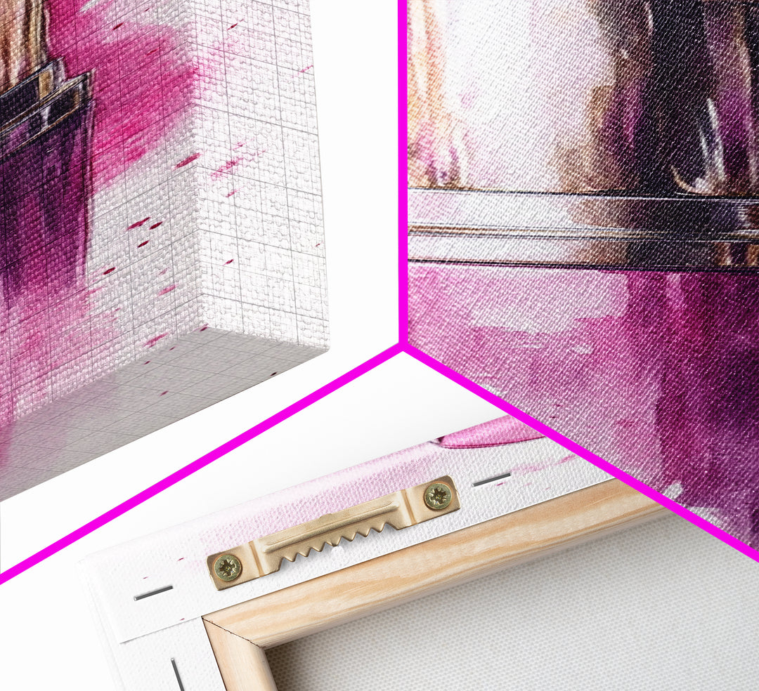 Bold Pink Lipstick Framed Canvas Print Feminine Modern Wall Art Beauty Decor Moody Pink Abstract Painting Bedroom Art Gift Idea