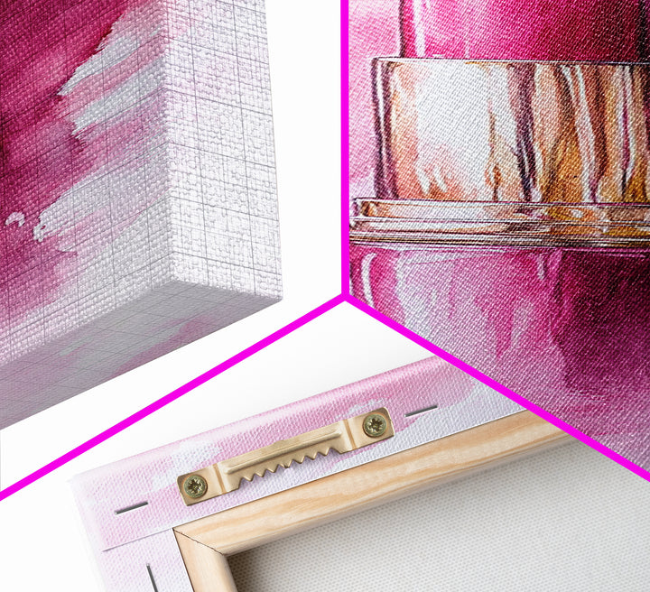 Classic Pink Lipstick Canvas Print Feminine Wall Art Makeup Lover Gift Light Pink Rustic Decor Vertical Artwork Girly Aesthetic