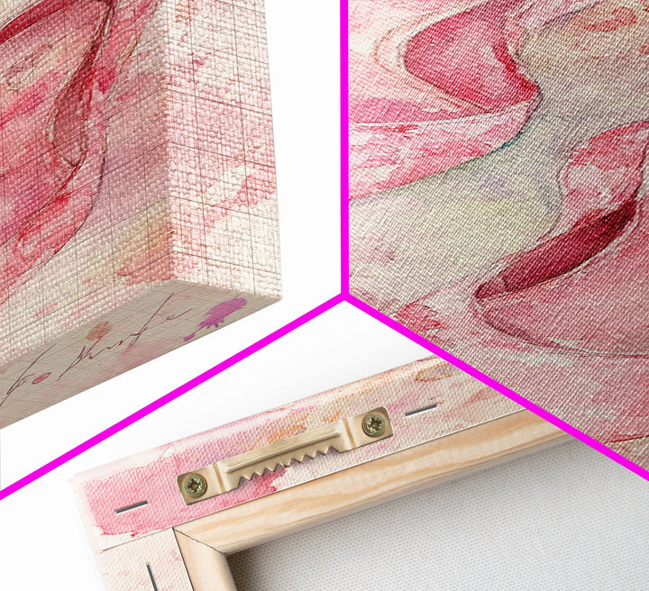 Ballet Flats Pink Abstract Canvas Print, Light Pink Wall Art, Whimsical Rustic Decor, Minimalist Living Room Art, Above Bed Artwork