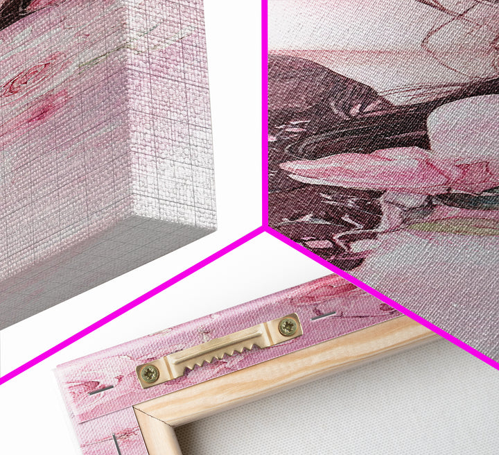 Romantic Rose Girl Painting Framed Canvas Print Pink Wall Art Bedroom Decor Feminine Rose Painting Above Bed Artwork Gift Idea