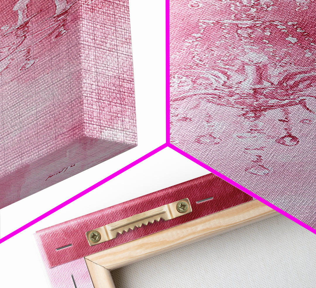 Crystal Chandelier Framed Canvas Print in Pink Abstract Art Perfect Above Sofa or Guest Room Art with Rustic and Glam Style