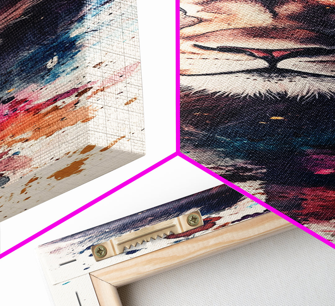 Canvas Print Lion Wall Art African Art Whimsical Style Long Narrow Wall Art Guest Room Decor Safari Animal Painting Christmas Gift