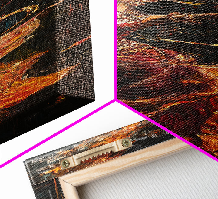 Dancing Woman Framed Canvas Print, Fiery Dark Romance Painting, Original Vertical Art for Bold Bedroom or Statement Living Room Decor