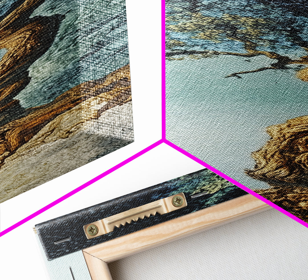 Detailed Oak Tree Framed Canvas Print in Textured Earth Tones, Tall Narrow Wall Art for Living Room or Bedroom Rustic Decor