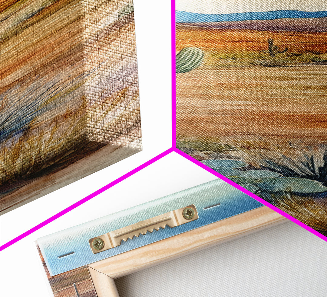 Canvas Print Desert Cactus Wall Art, Rustic Landscape Artwork, Southwest Farmhouse Decor, Bedroom Art, Gift Idea for Her