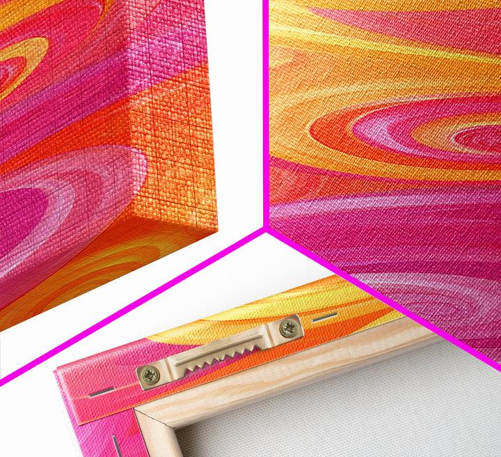 Bright Pink Orange Abstract Swirls Canvas Print, Vertical Skinny Art, Pink Orange Dorm Wall Art, Minimalist Artistic Decor