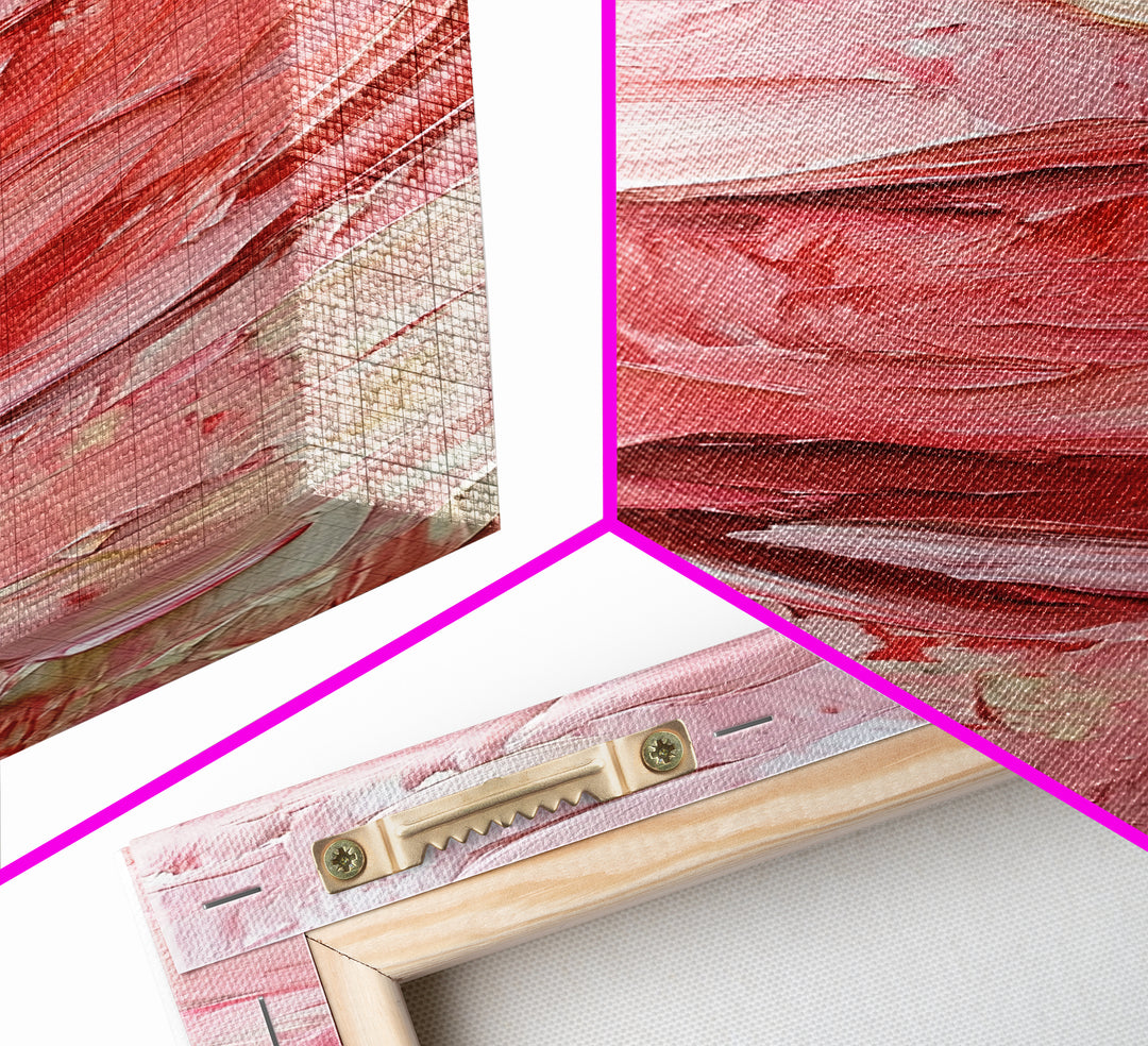 Abstract Pink Rose Textured Canvas Print, Light Pink Botanical Wall Art, Rose Painting Bedroom Art, Minimalist Floral Artwork