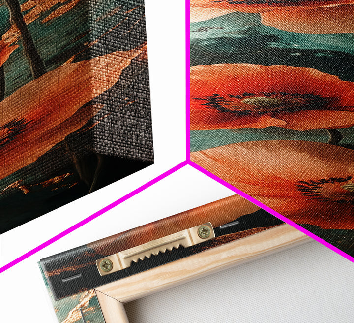 California Poppy Floral Framed Canvas Print | Wildflower Botanical Prints | Rustic Wall Art | Vertical Wall Art | Gift Idea Her