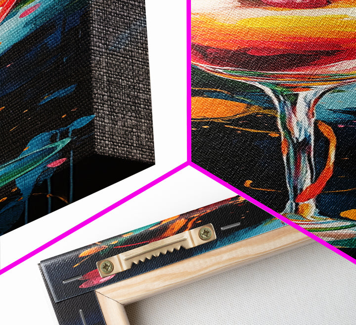 Abstract Martini Art Framed Canvas Print | Espresso Martini Wall Art | Cocktail Art | Kitchen Decor | Whimsical Art | Vertical Wall Art