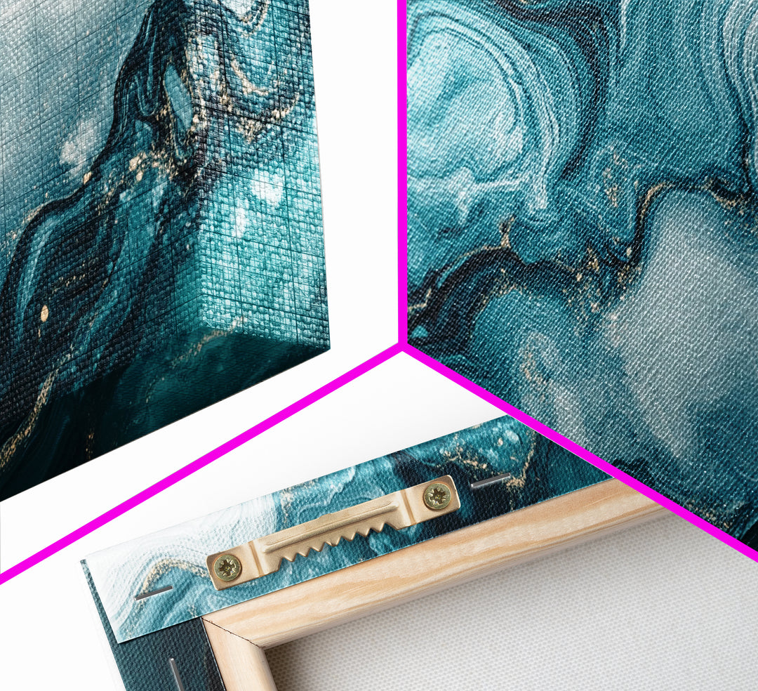Abstract Teal Fluid Art Canvas Print, Coastal Wall Art, Teal Wall Art, Nautical Decor, Moody Art, Coastal Decor, Living Room Art, Gift Idea