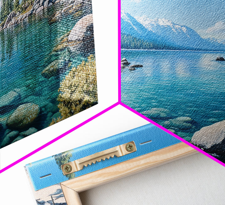 Crystal Clear Lake Canvas Print Lake Tahoe Art Coastal Landscape Artwork Bedroom Decor Horizontal Wall Art Nature Painting Original