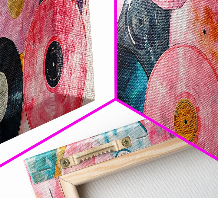 Retro Vinyl Records Canvas Print Lofi Art Chicano Wall Art Skinny Wall Art Living Room Decor Music Gift Idea Bedroom Art