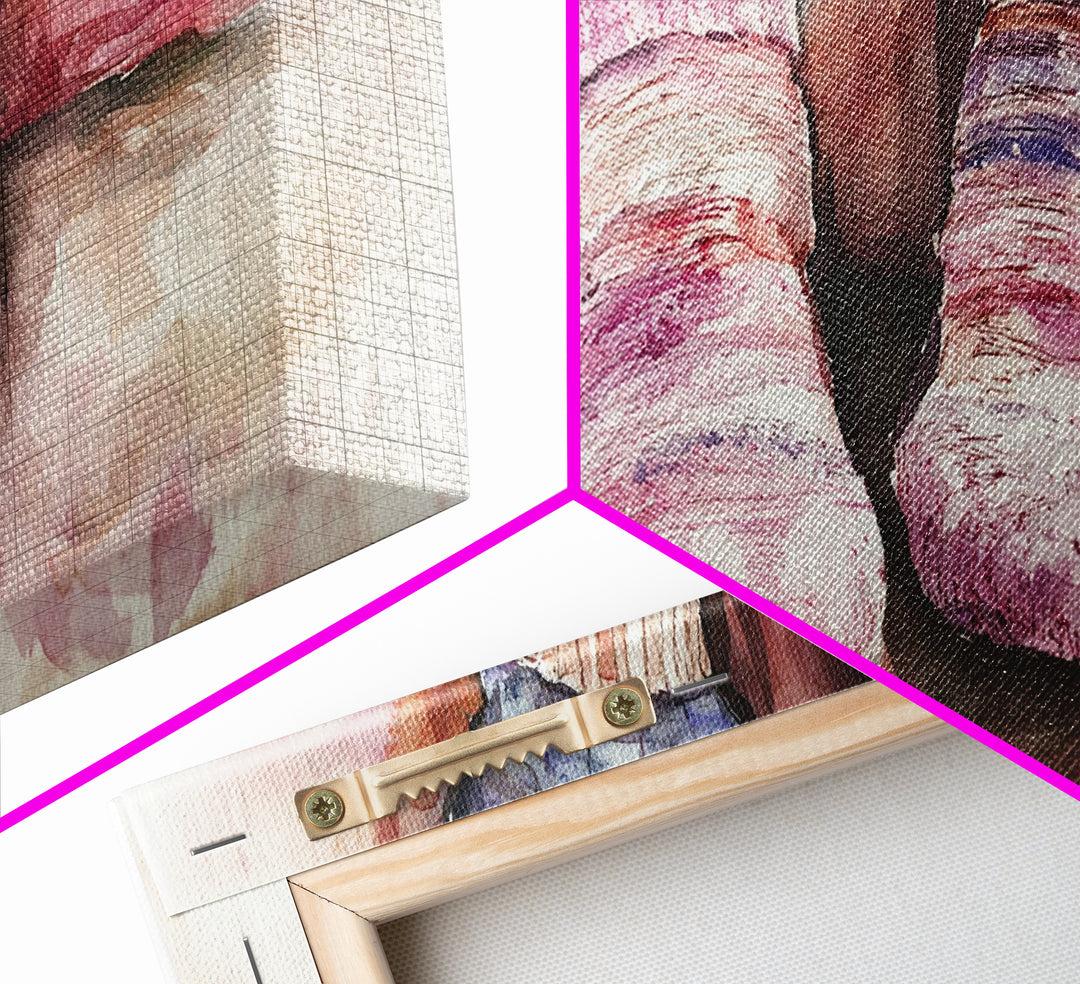 Cozy Socks Canvas Print, Rustic Light Pink and Warm Toned Painting, Whimsical Art as Fall Decor for Bedroom or Lounge Area