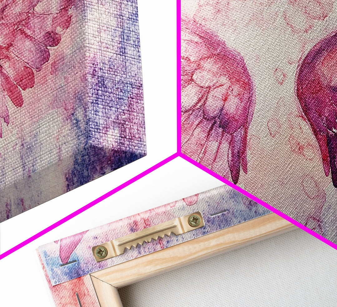 Angel Wings Canvas Print Dark Angels Wall Art Pink Abstract Art Light Pink Wall Art Moody Artwork Whimsical Art Bedroom Decor