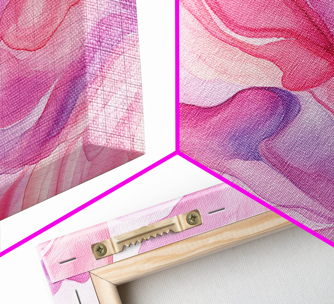 Pink Abstract Flowing Design Canvas Print, Whimsical Minimalist Light Pink Wall Art, Dorm Room Bedroom Art Unique Gift Idea