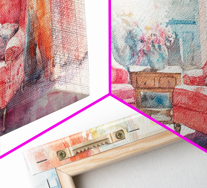 Cozy Armchair Canvas Print | Farmhouse Living Room Wall Art | Rustic Decor | Framed Canvas Print Gift Idea | Above Couch Pink Art