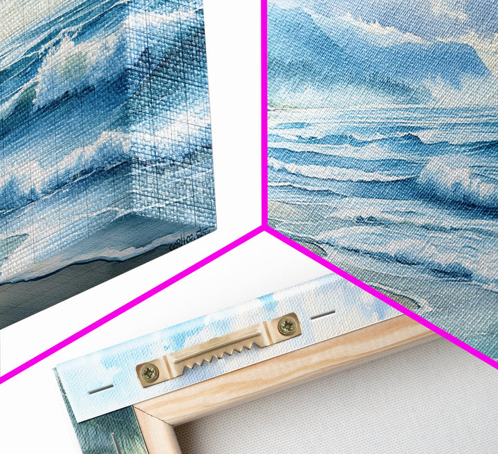 Canvas Print of Misty Coastal Morning Landscape with Rolling Waves, Nautical Wall Art Gift Idea, Serene Coastal Decor